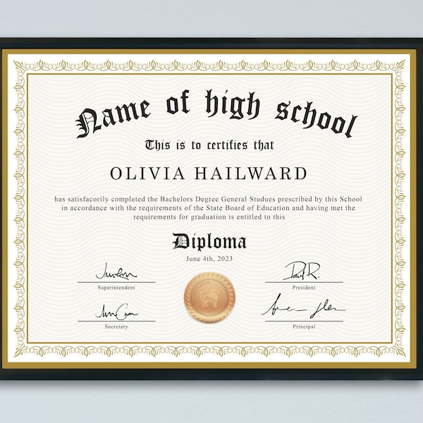 High School Diploma Template, Replacement Diploma, Printable Home School Diploma, DIY Diploma Template, Customizable Certificate Template