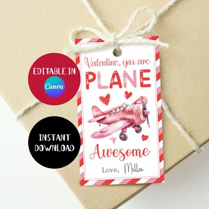 Vous êtes génial, étiquette-cadeau avion pour la Saint-Valentin, avion, salle de classe, école, modèle canva