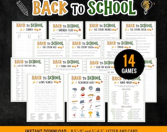 Back to school-spellenbundel, schoolijsbrekerspellen, klasspellen, afdrukbaar eerste schooldag-spel, activiteiten ijsbrekerspellen school
