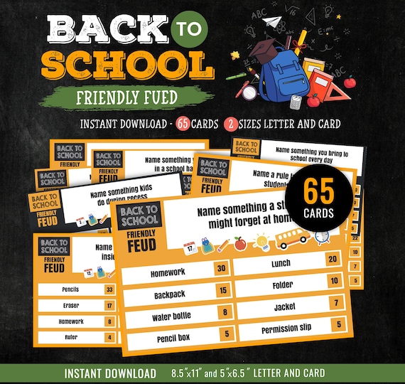 Back to School Friendly Feud Game | Printable Fun for Kids | Classroom Icebreaker Game | First Day Activity | Family Feud for Students 2025