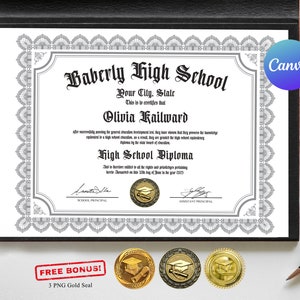 Exclusive GED Diploma with Gold Seal Fully Editable Template in Canva, College Diploma, Home School Diploma, Printable High School Diploma