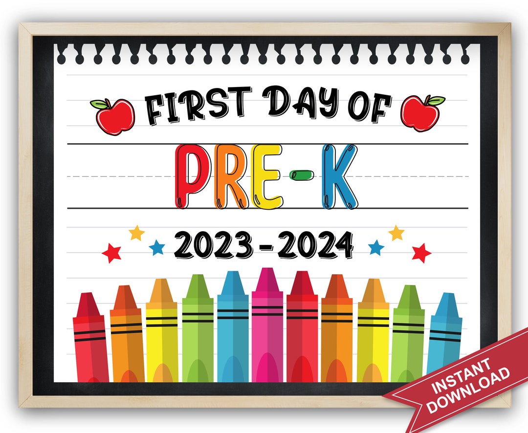 First Day of Pre-k White Line Paper First Day of Prek Rainbow - Etsy