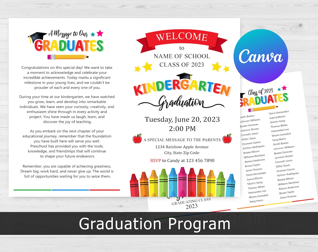 Kindergarten Graduation, Editable Kindergarten Graduation Program ...