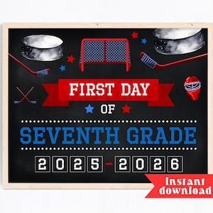 Hockey sur glace pour la rentrée des classes de 7e, Hockey sur glace, inscription pour la rentrée des classes de 7e, Hockey sur la carte de la rentrée scolaire, 7e année, téléchargement immédiat