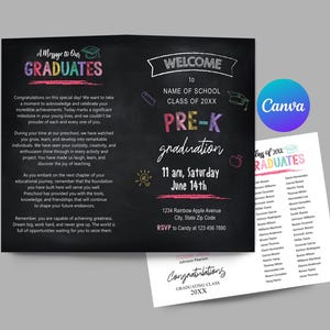 Pre-K Graduation, Editable PreK Graduation Program, Pre-K Graduation, PreK Graduation Ceremony, CANVA, DIY Editable, Digital Download