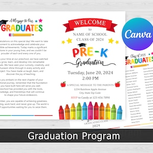 Pre-K Graduation, Editable PreK Graduation Program, Pre-K Graduation, PreK Graduation Ceremony, CANVA, DIY Editable, Digital Download