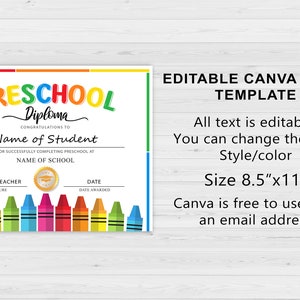 Preschool Graduation Bundle, Graduation Invitation, Graduation Program, Electronic Template, Preschool Diploma, Handprint art, Canva