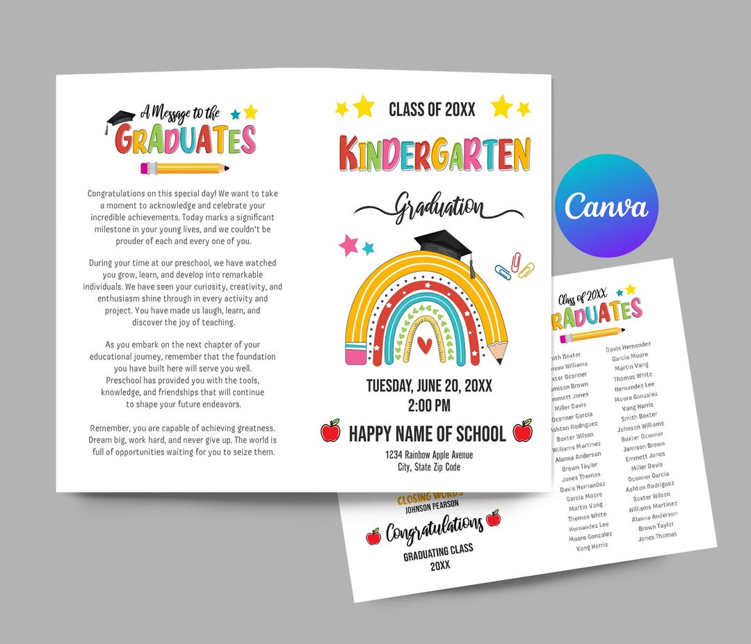 Kindergarten Graduation, Editable Kindergarten Graduation Program ...