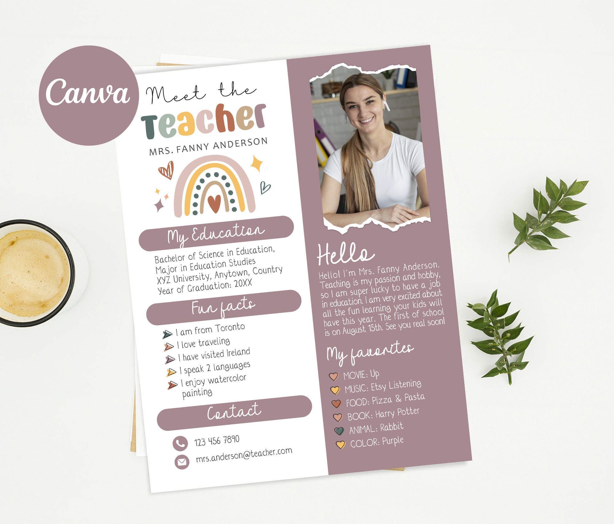 Editable Modern Boho Plants Decor Meet the Teacher Template - Etsy