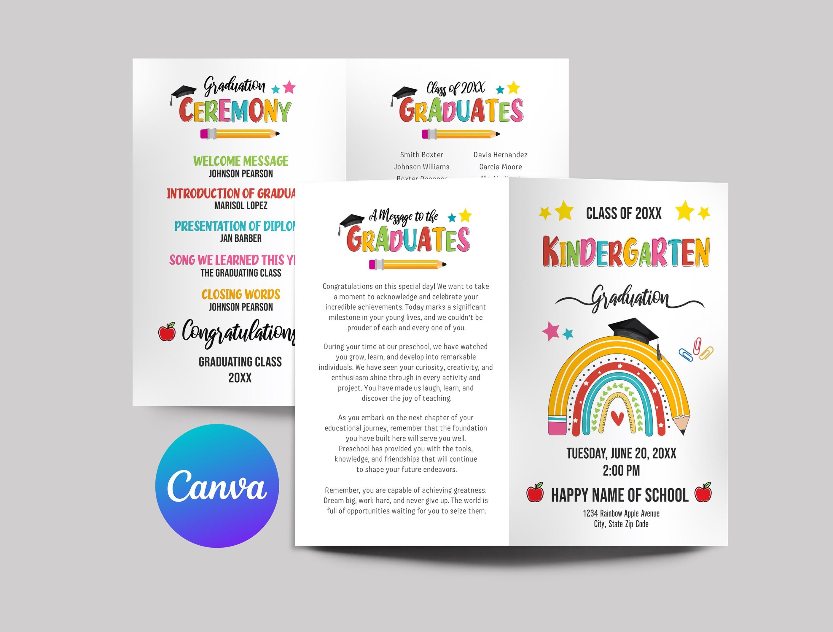 Kindergarten Graduation, Editable Kindergarten Graduation Program ...