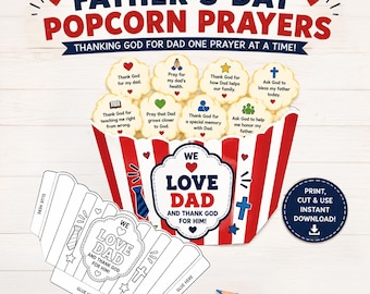 Fathers Day Christian Craft, Popcorn Kids Bible Craft Printable, All About Dad Sunday School Craft, Bible Verse Christian Fathers Day Gifts