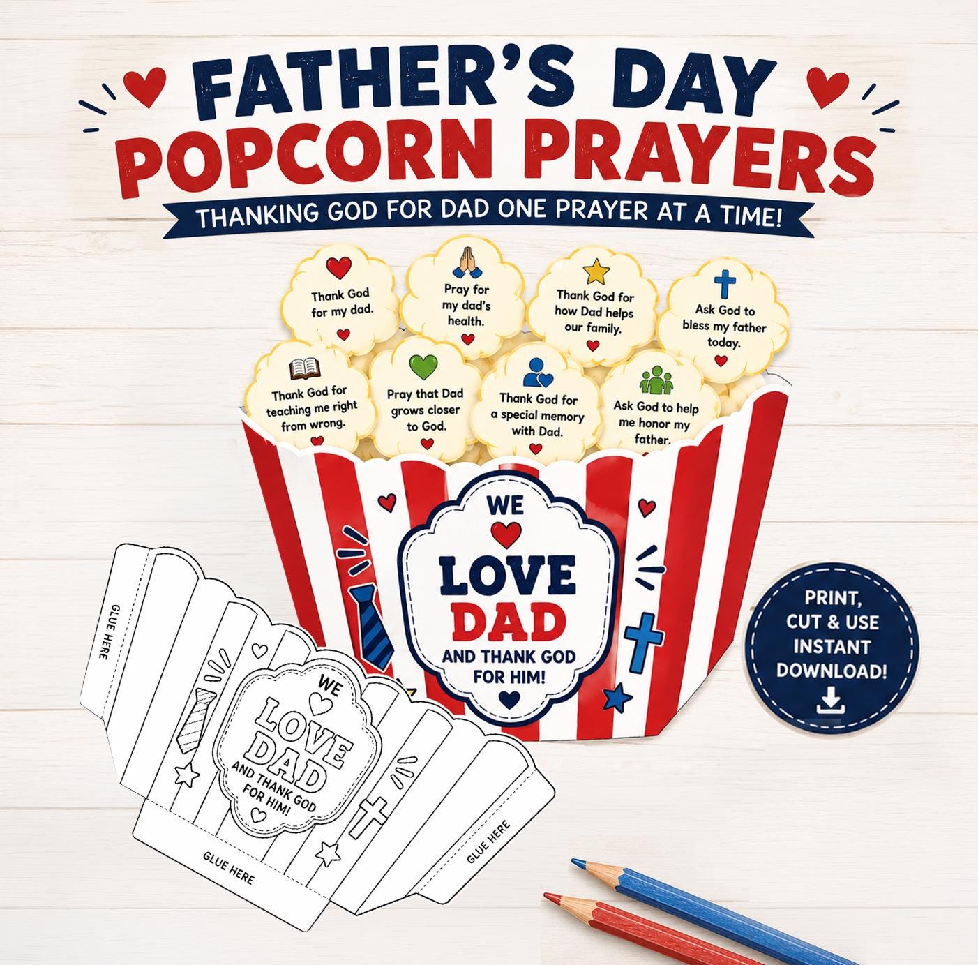 41 Easy Popcorn Crafts for Kids 12 Fathers Day Christian Craft, Popcorn Kids Bible Craft Printable, All…