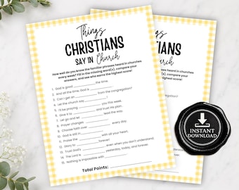 Things Christian Say in Church | Printable Icebreaker | Finish the Phrase Activity | Youth Group Game | Sunday School | Bible Party Game