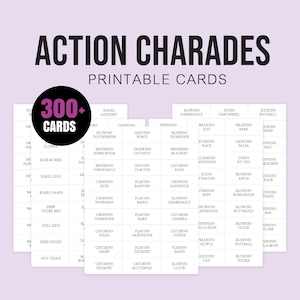 300 charadas imprimibles, juegos grupales, charadas de acción para familias, niños y adultos, noche de juegos en familia, juegos de fiesta imprimibles, descarga instantánea