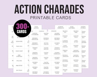 300 charades à imprimer, jeux de groupe, charades d'action pour la famille, les enfants et les adultes, soirée jeux en famille, jeux de société à imprimer, téléchargement immédiat