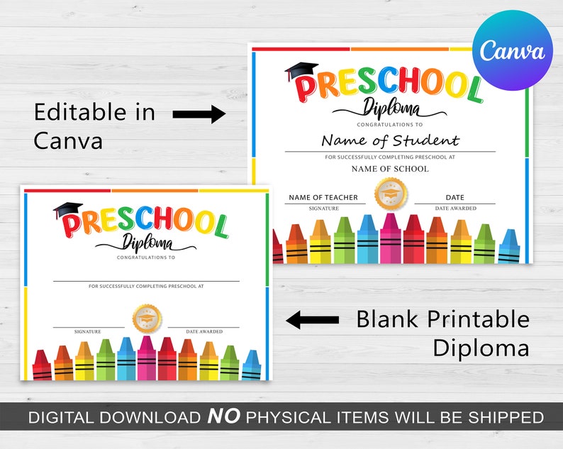 Preschool Graduation Bundle, Graduation Invitation, Graduation Program, Electronic Template, Preschool Diploma, Handprint art, Canva