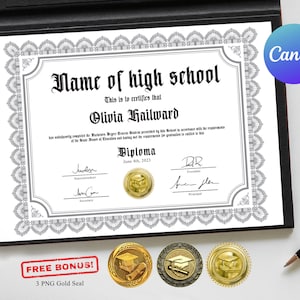 Diploma Template, Replacement Diploma, Home School Diploma, DIY Diploma Template, Customizable Certificate Template, Canva Editable