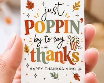 Geschenkanhänger für Thanksgiving-Popcorn zum Ausdrucken, „Einfach mal Danke sagen“, Herbstliche Dankesanhänger, Geschenke zur Wertschätzung von Lehrern, Anhänger für Thanksgiving-Leckereien
