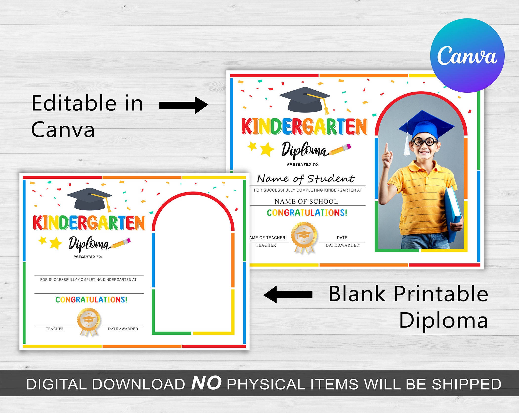 Editable Kindergarten Diploma With Photo Kindergarten Diploma ...