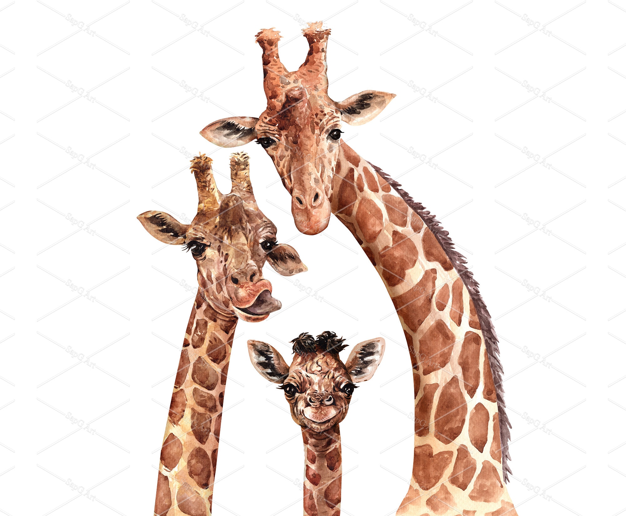 watercolor-giraffe-family-giraffe-and-baby-drawing-for-baby-etsy-denmark