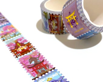 Genshin Impact Inazuma Stamp Gold Foil Washi Tape | Journal Deco Bujo Planner | Creative Cookie