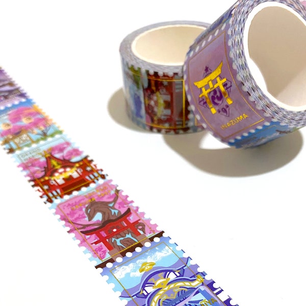 Genshin Impact Inazuma Stamp Feuille d’or Washi Tape | Journal Déco Bujo Planner | Cookie créatif