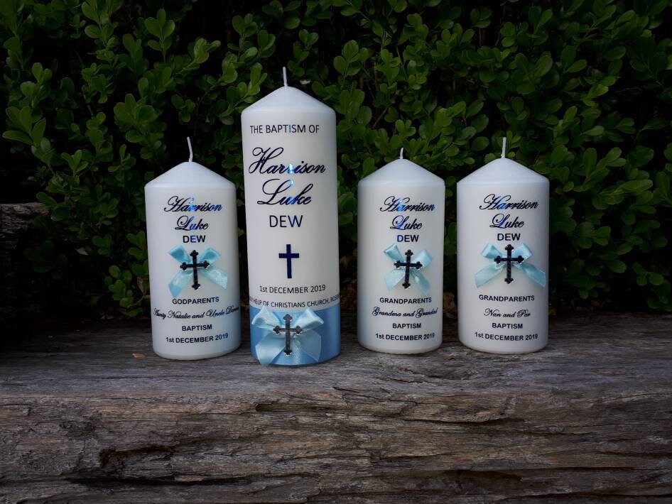 Baptism candle package Real foil candles Godparent candles Etsy