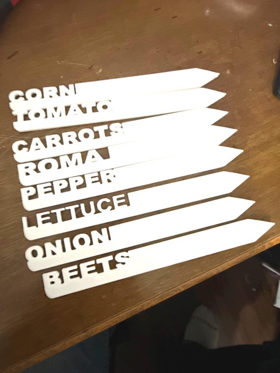 3D Printed Plant Markers: White PLA Garden Stakes
