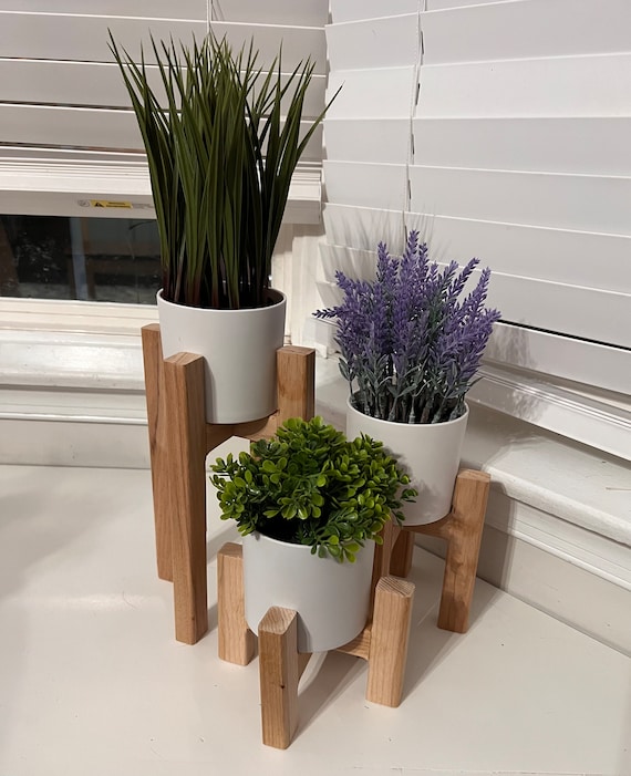 Small plant stand / 4inch pot stand / open framed indoor plant stand / mid century modern table top plant stand