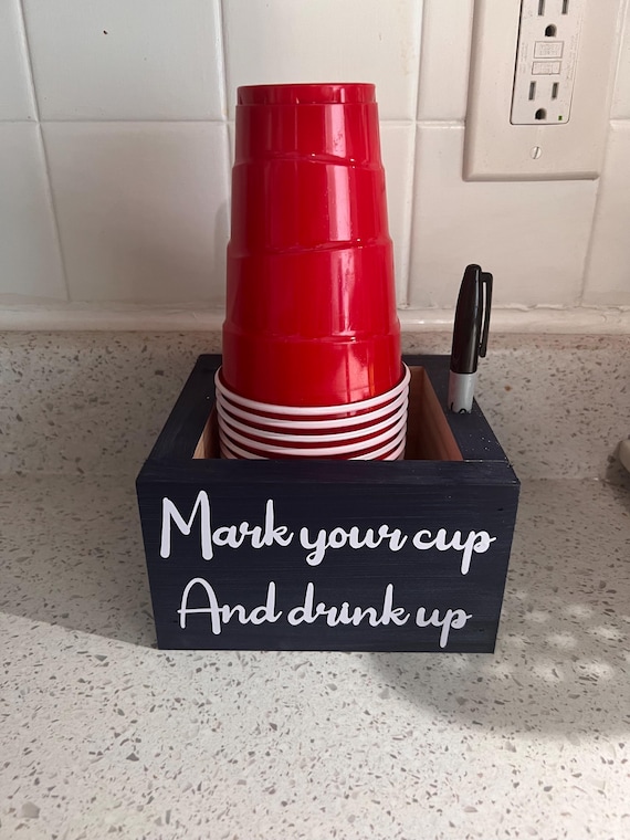 Mark your cup and drink up solo cup holder with sharpie marker
