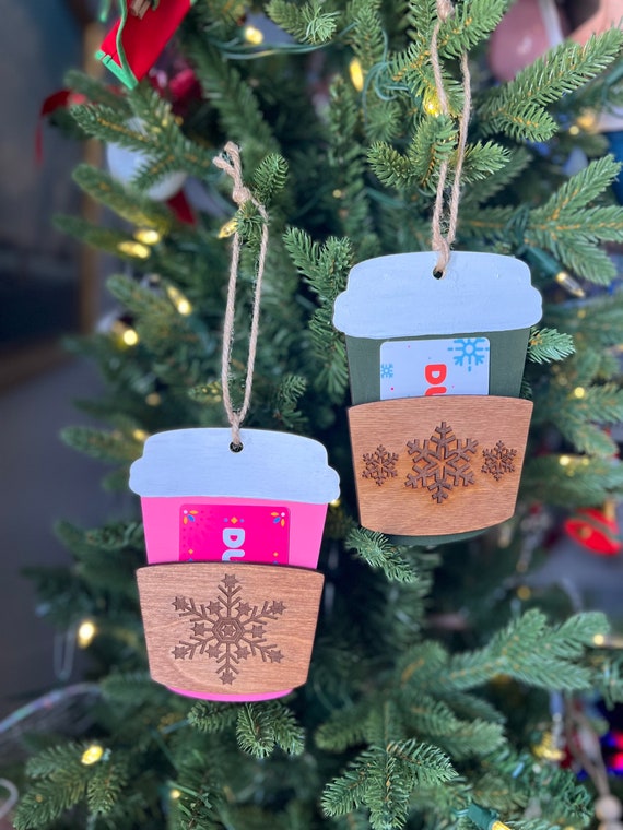 Coffee cup gift card holder Christmas tree ornament teacher gift coworker gift