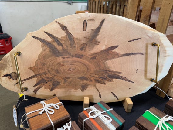 Spalted Maple cookie charcuterie board with gold handles