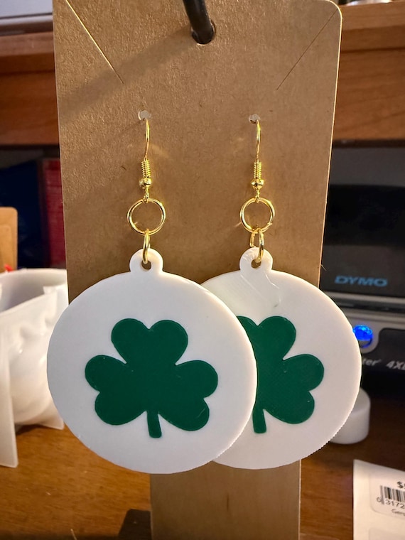 St Patricks 3D printed Earrings