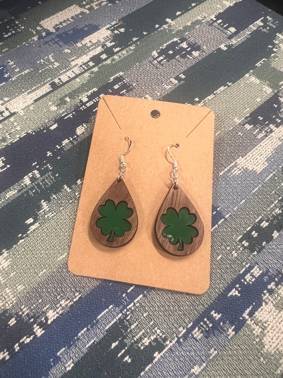 St Patrick’s acrylic earrings / Lucky jewelry / Green accessories / dangle and studs