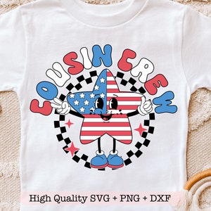 Cousin Crew svg, Retro 4 de julio svg, 4 de julio Niños svg, Niños pequeños svg, Cousin Crew Shirt png