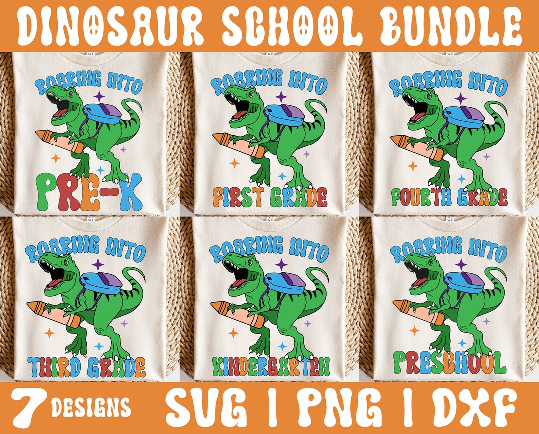Roaring Into School SVG Bundle, Back to School Svg, Dinosaur Preschool ...