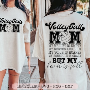 Volleybal moeder mijn portemonnee is leeg svg, volleybal moeder svg, volleybal vibes svg, voorvak en terug svg-bestanden voor cricut
