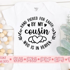 Choisi à la main pour la terre par mon cousin dans le ciel svg, cousin mon ange svg, cousin d’ange svg, cousin de mémoire svg, cousin dans le fichier svg du ciel