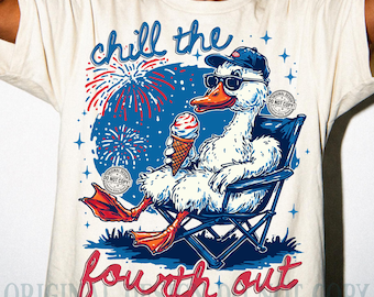 Chill The Fourth Out Goose PNG, Funny Patriotic 4th July Ice Cream Design (Digital Download)