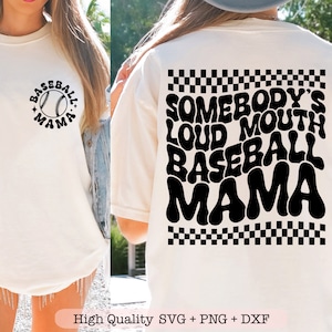 Somebody's Loud Mouth Honkbal Mama svg, Honkbal moeder svg png, Grappige honkbal mama svg, Voorvak en achterkant svg