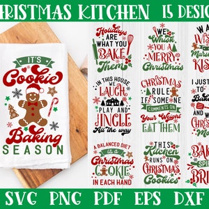 Christmas Kitchen Towels Bundle svg, Christmas tea towel svg, Christmas cutting board svg, Christmas calories don't count svg