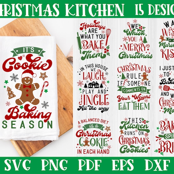 Serviettes de cuisine de Noël Bundle svg, torchon de Noël svg, planche à découper de Noël svg, les calories de Noël ne comptent pas svg