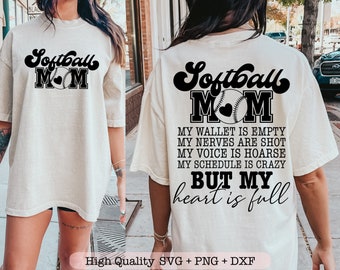 Softball Mom My Wallet is Empty svg, Softball mom svg, Softball vibes svg, Front pocket and back svg files for cricut