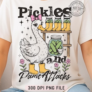 Pickles en paniekaanvallen png, grappige gans png, snarky boerenhumor png, trendy geestelijke gezondheidshumor png, sarcastische gans png