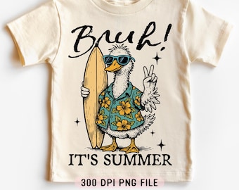 ¡Hermano, es verano! Ganso PNG, Meme divertido de verano PNG, Humor animal sarcástico con vibras retro para camisa, Vacaciones en la playa PNG