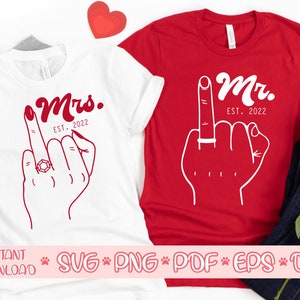 Dedo de boda SVG, Sr. y Sra. svg, Marido y mujer svg, Camisas de pareja svg, Día de San Valentín svg, Matrimonio svg, Anillo de compromiso svg