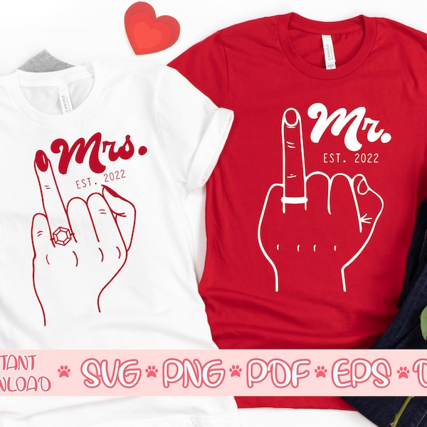 Wedding Finger SVG, Mr and Mrs svg, Husband and Wife svg, Couple shirts svg, Valentine's day svg, Marriage svg, Engagement Ring svg