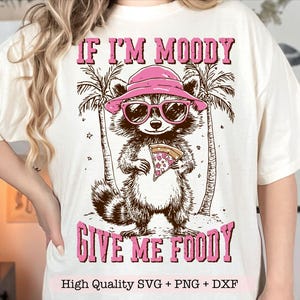 Wenn ich launisch bin, gib mir den Sommer Waschbär PNG, Lustigen Hangry Waschbär PNG, Snarky Humor PNG, Retro Sommer Ästhetik PNG, Sassy Waschbär Meme