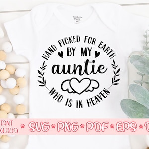 Cueilli à la main pour la terre par ma tante dans le ciel svg, tante mon ange svg, Ange tante svg, mémoire tante svg, tante dans le ciel fichier svg