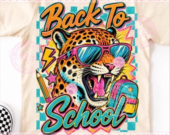 Leopardo de regreso a clases PNG, guepardo genial con mochila, niño escolar salvaje, primer día de clases